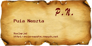 Puia Neszta névjegykártya